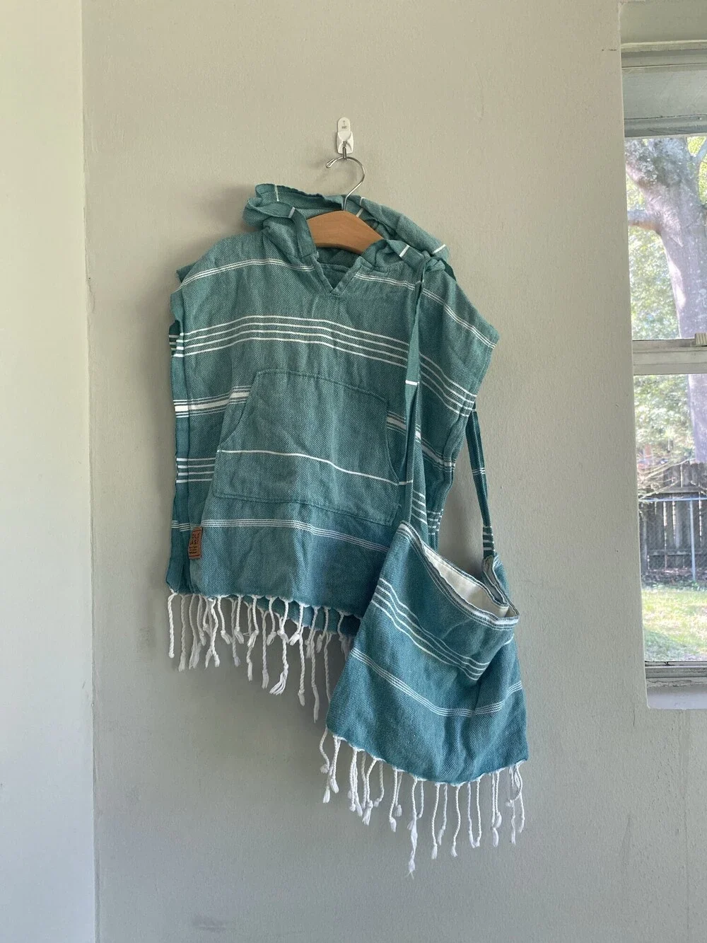 Handmade Gold Case Teal Turkish Cotton Swim Poncho & Bag Boys 4-5Y